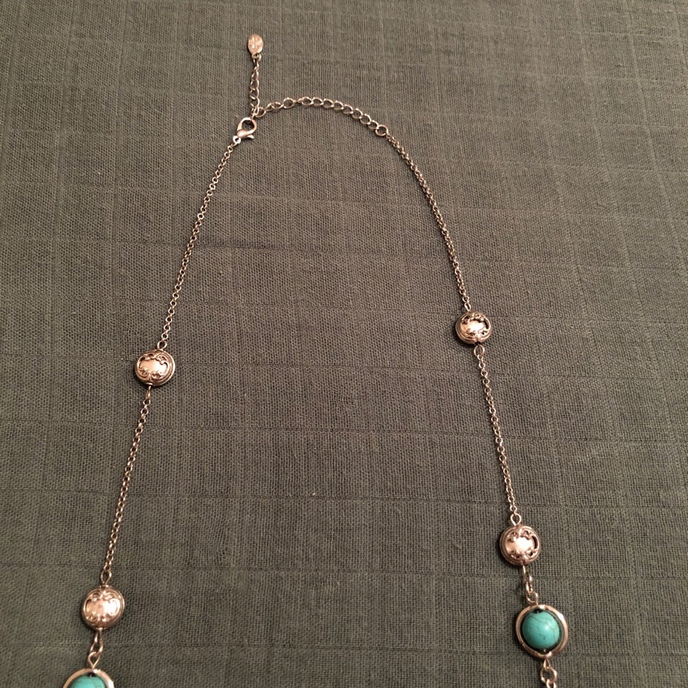 Elegant Turquoise and Silver Long Sweater Necklace - Picture 4 of 12